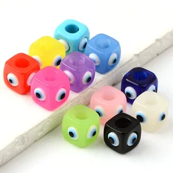 6pcs Transparent color eye square acrylic bead Big Hole Spacer Bead For Jewelry Make Bracelet necklace anklet Diy Accessories