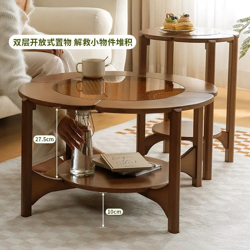 

Nordic four-leaf glass center table home creative living room round small apartment sofa side coffee table furniture