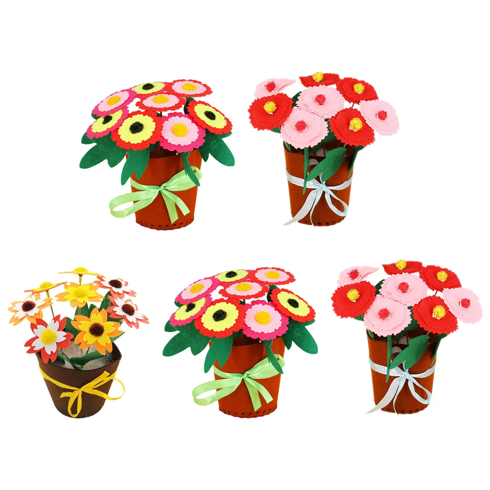 

5 Sets Handmade Potting Material DIY Flower Kit for Kids Ornaments Basket Craft Kits Non-woven Fabric Supplies Child Gifts