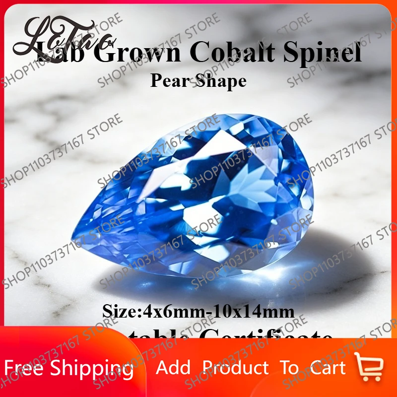 

Высококачественный лабораторно выращенный кобальтовый шпинель в форме груши для изготовления ювелирных изделий своими руками: колец, серег. С возможностью выбора сертификата.