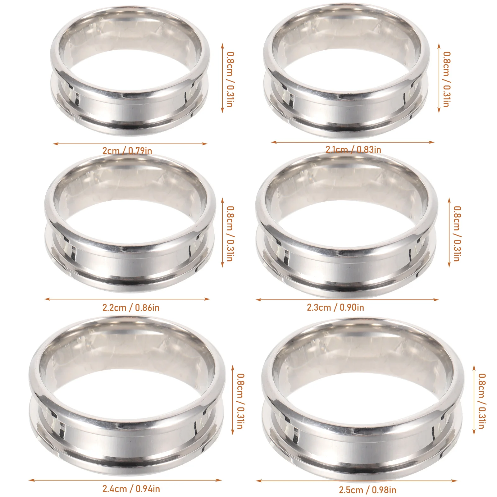 18 Pcs Fluted Ring Accessories for Jewelry Rings Resin Stainless Steel Jump Silver Decor Blank En Smooth Core