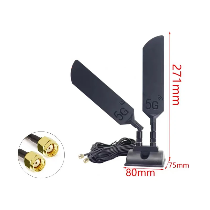 GSM 4G 5G Antenna 600-6000MHz 48dBi High Gain Omni Magnetic Base Aerial SMA Male TS9 for HUAWEI ZTE CPE Huawei WIFI Router Modem