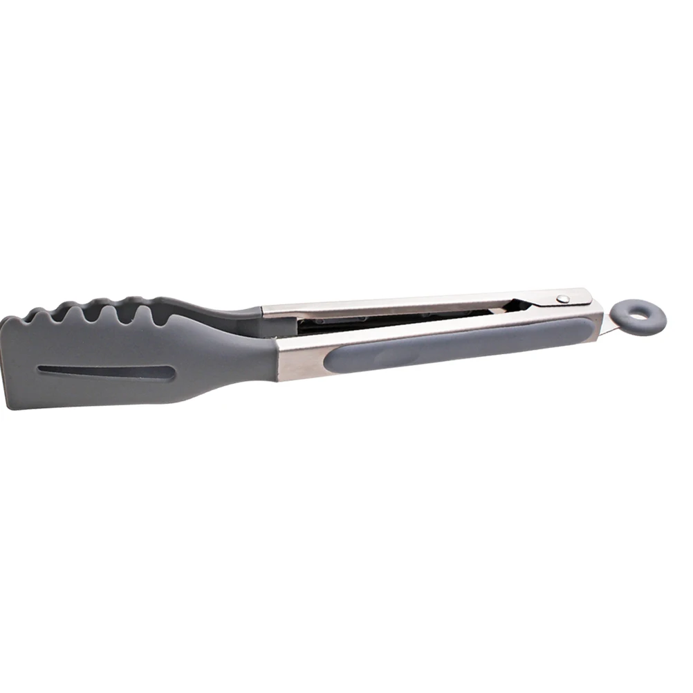 

BBQ Tongs 9 Inch 12 Inch Grey Silicone Kitchen Tools Grilling Cooking Steak Pasta Camping Outdoor Picnic Party