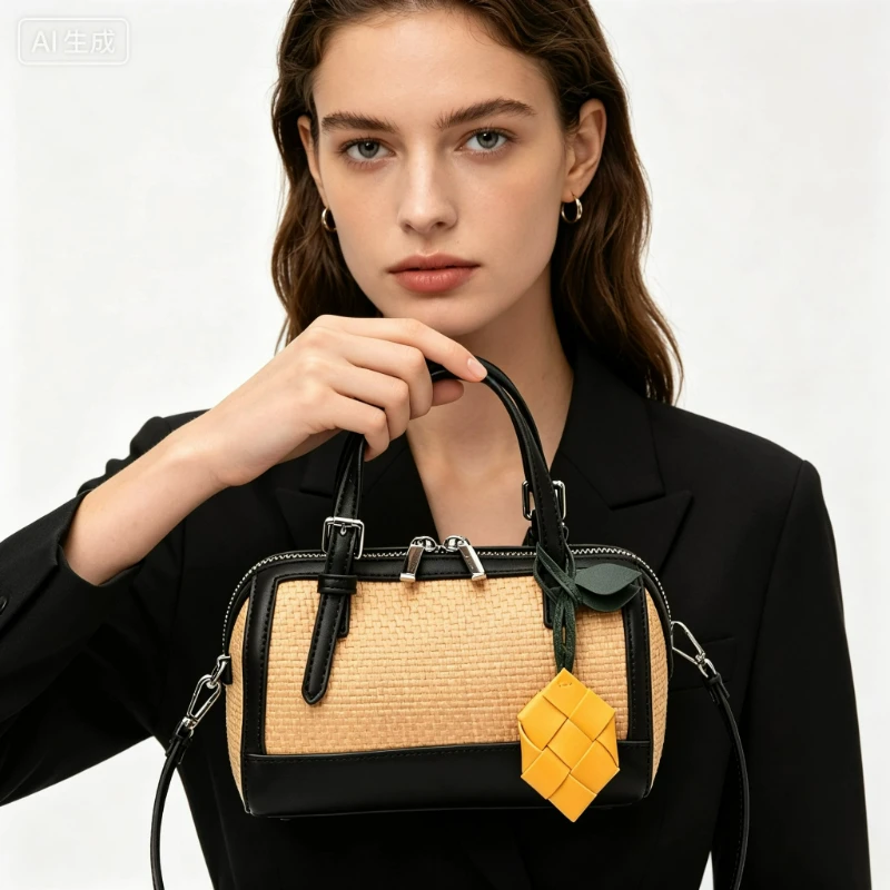

New Stylish and High-end Woven Boston Bag, A Lightweight and Versatile Commuter Single-shoulder Crossbody Pillow Bag for Women