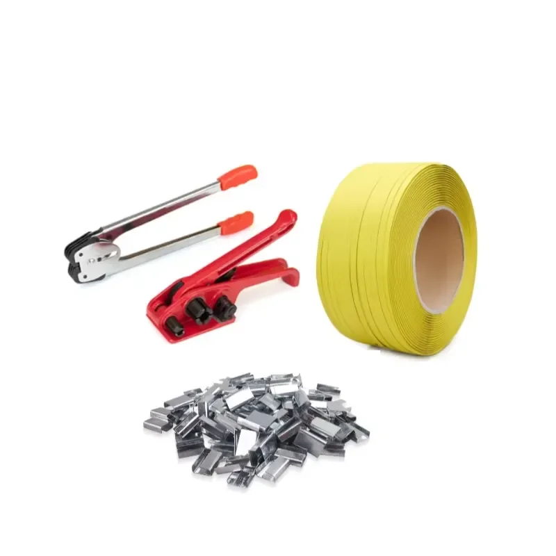 for Manual Tensioner Polypropylene Strapping Kit with PP Strap and Clips for Food Beverage Textiles Commodity Application