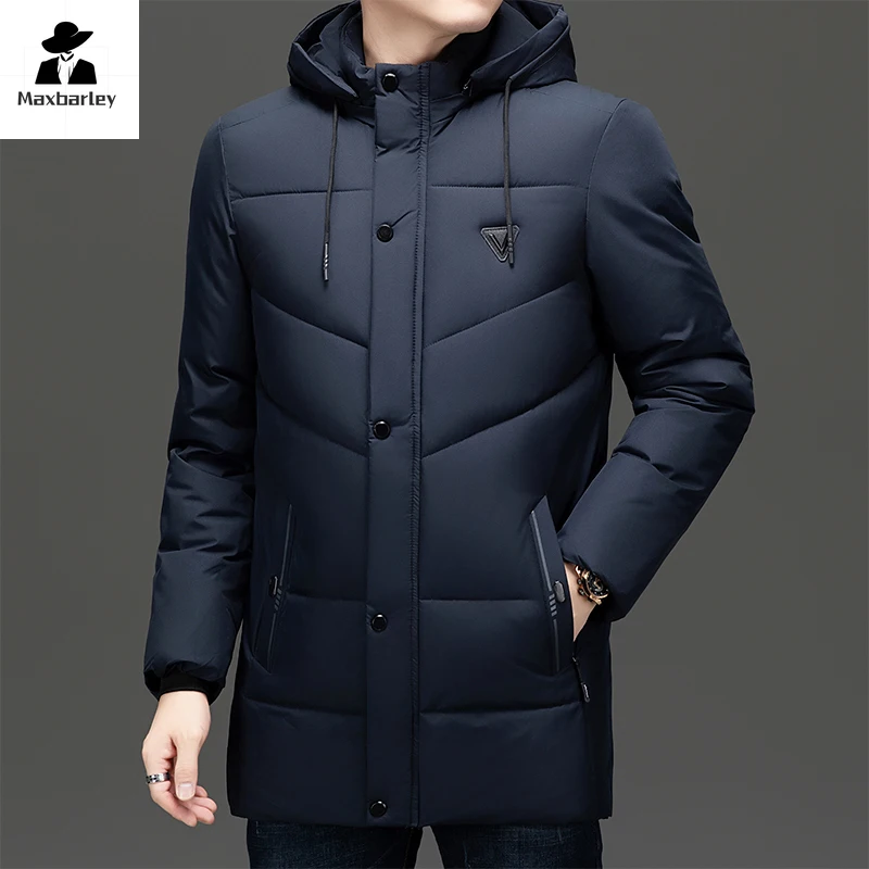 Brand Winter Jacket Men\'s Business Casual Long Warm Detachable Hooded Parka Men high quality Thick Windproof Cotton Padded Coat