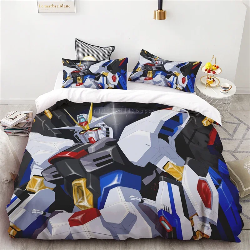 3pcs Duvet Cover Mobile Suit Gundam Movie Boys Gift HD Printing Childhood Anime Soft and Comfortable Suitable for Kids and Adult