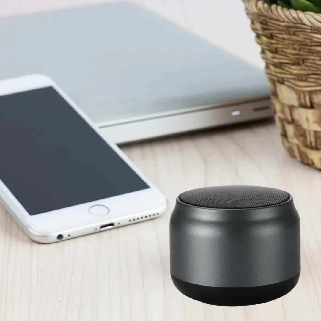 

Silver Gray Mini Wireless Bluetooth Speaker Carry It with You or Hang It As A Fashion Accessory on Your Bag Suitable for Outdoor