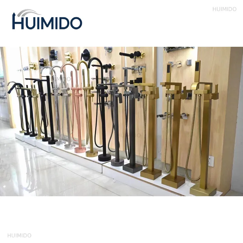 Floor-to-ceiling shower faucet CUPC NSF LED freestanding brass bath faucet set
