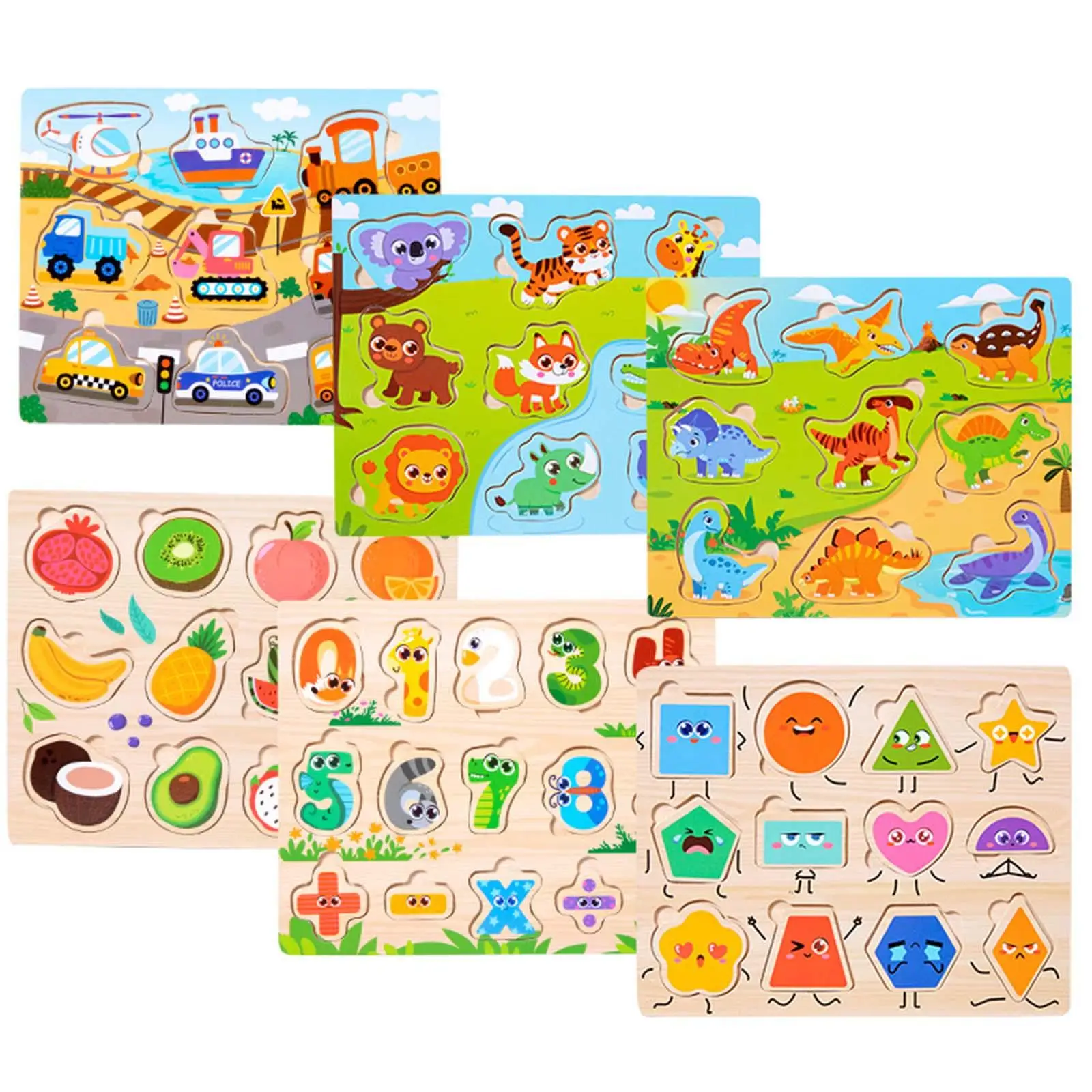 Wooden Puzzle Animal Puzzle Set Montessori Toys Game Wooden Puzzles for Toddlers for 1 2 3 Years Old Toddlers