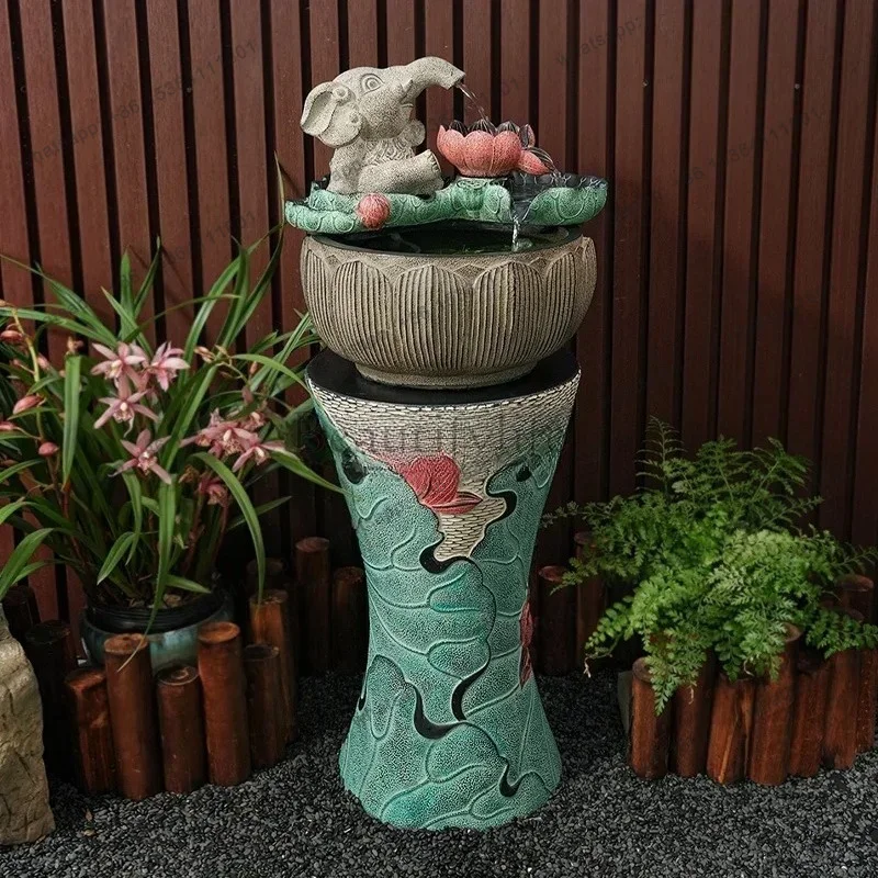 jj4 Elephant running water ornament circulating water indoor office water system landscape fish tank small fish pond at homeSS