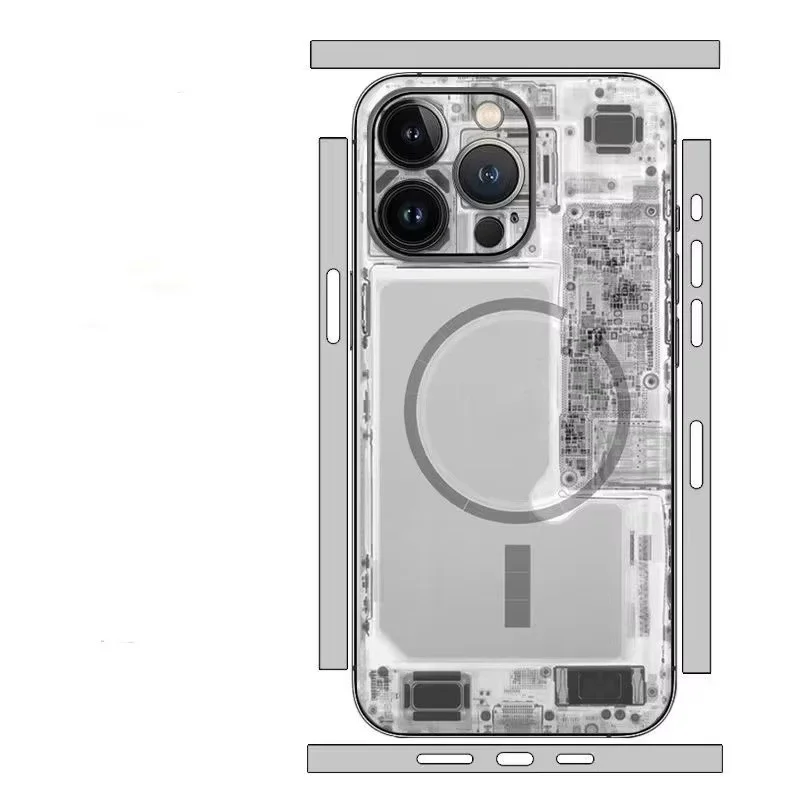 

Защитная пленка-наклейка 3M для задней панели iPhone 17, 16, 15, 14, 13 Pro Max Plus, имитирующая камуфляж схемы печатной платы