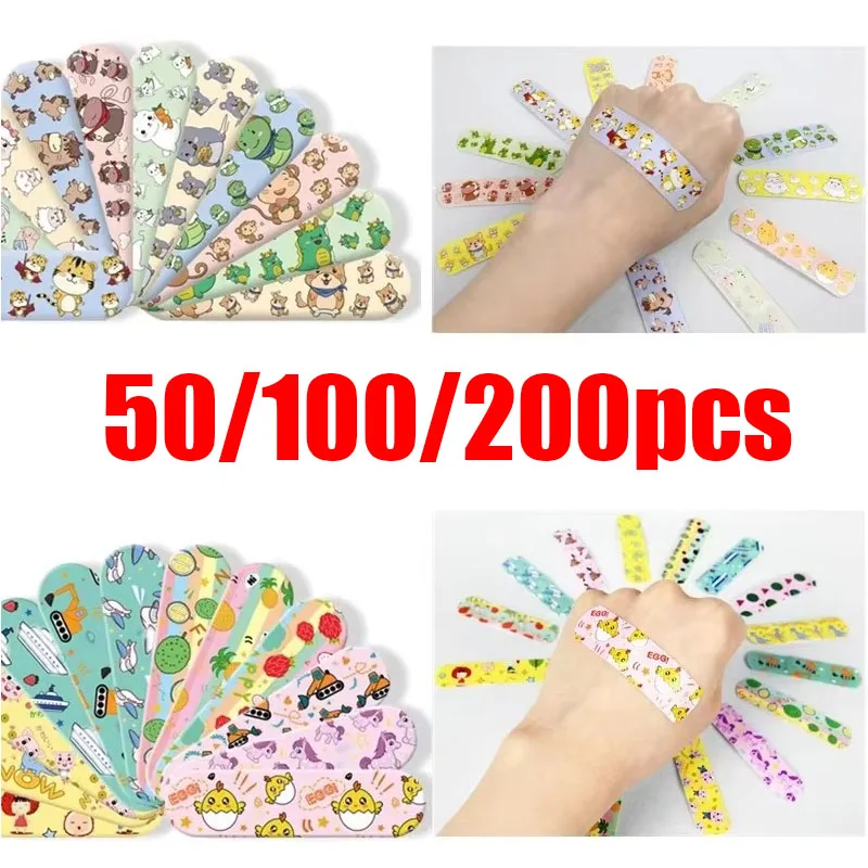 

50-200pcs Cartoon Animal Pattern Waterproof Band Aid Hemostasis Adhesive Baby Bandages Wound Plaster Baby Accessories no box