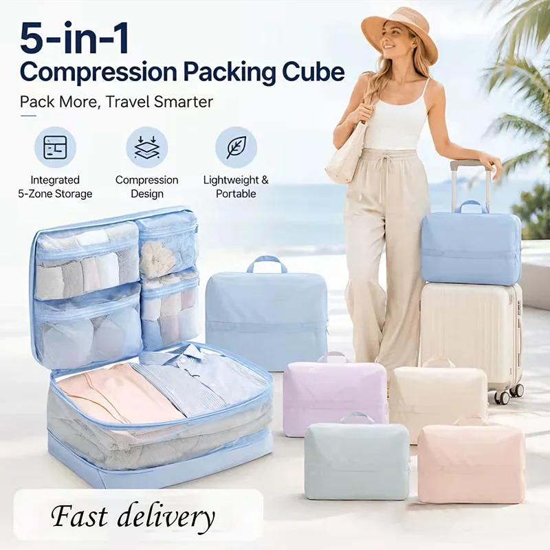 Five in One Clothing Compression Storage Bag Large Capacity Down Jacket Foldable Luggage Travel Bag Portable Sub Packaging Bag