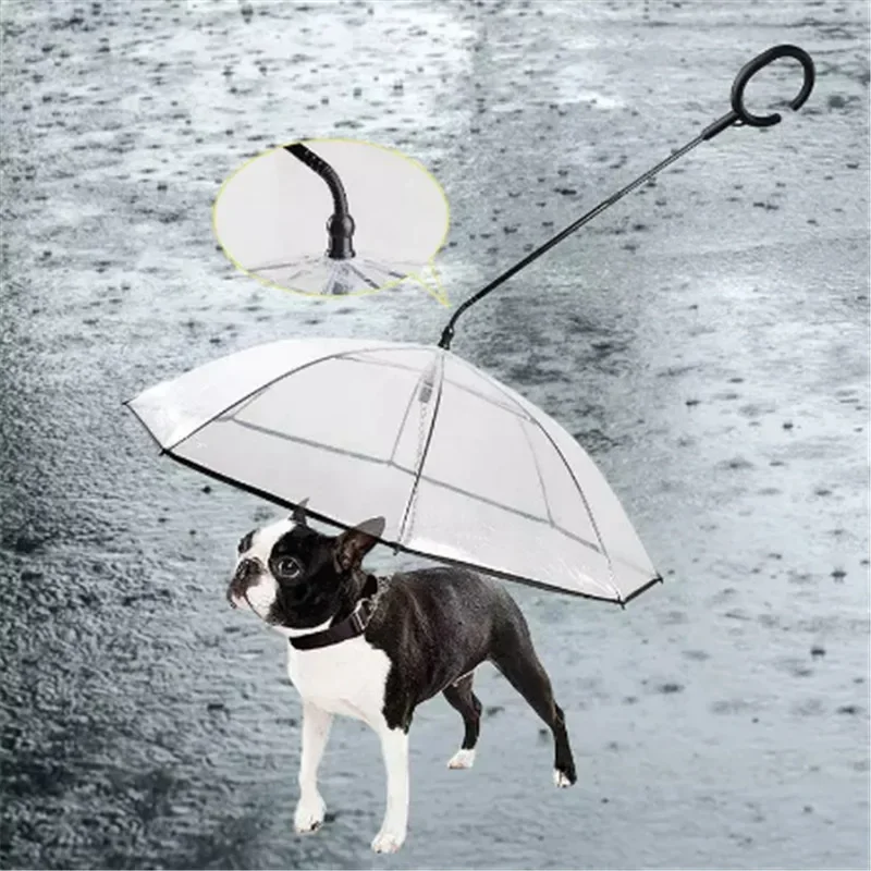 New Pet Umbrella Leash Rainproof Snowproof Dog Umbrella Leash for Small Dogs Steerable Adjustable Doggy Outdoor Umbrella