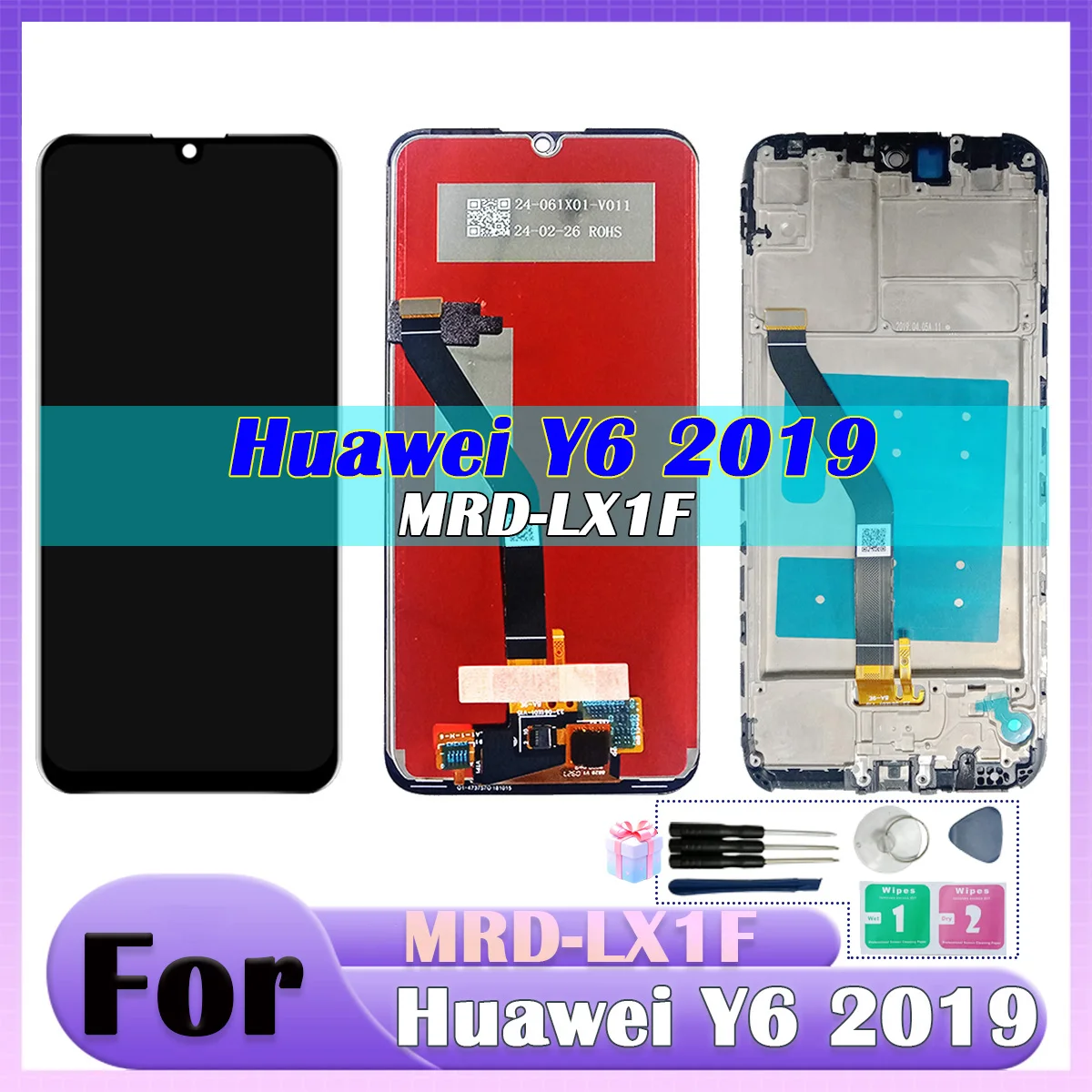 For Huawei Y6 2019 Display Touch Screen Replacement  For Huawei Y6 2019 MRD-LX1FLCD With Frame Replacement