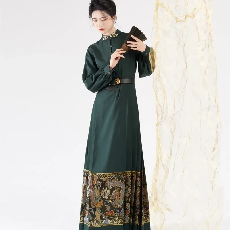 2023 Presale 30 Days Original Hanfu Dress Women Spring Autumn Horse Face Skirt Ming Improved Daily Mamian Dress Costume