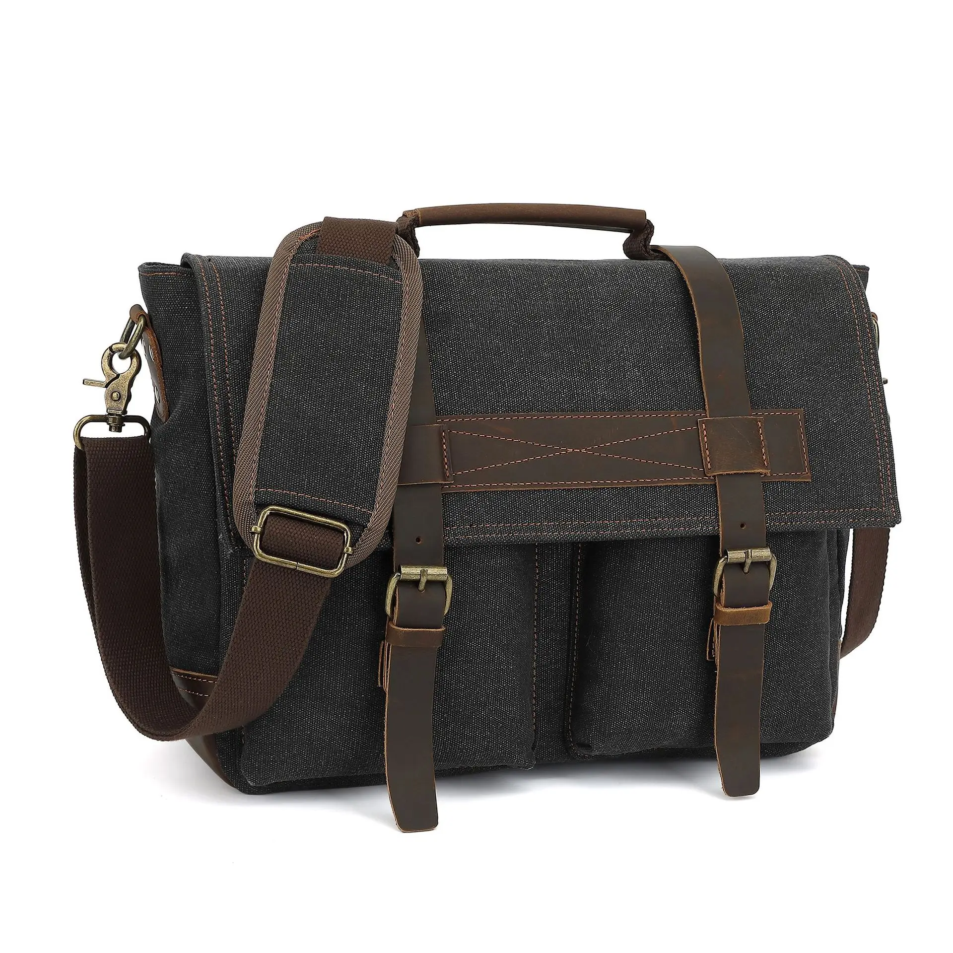 Retro bag lid wear-resistant canvas men's backpack, large capacity 15.6-inch computer storage travel bag, hand-held men's bag