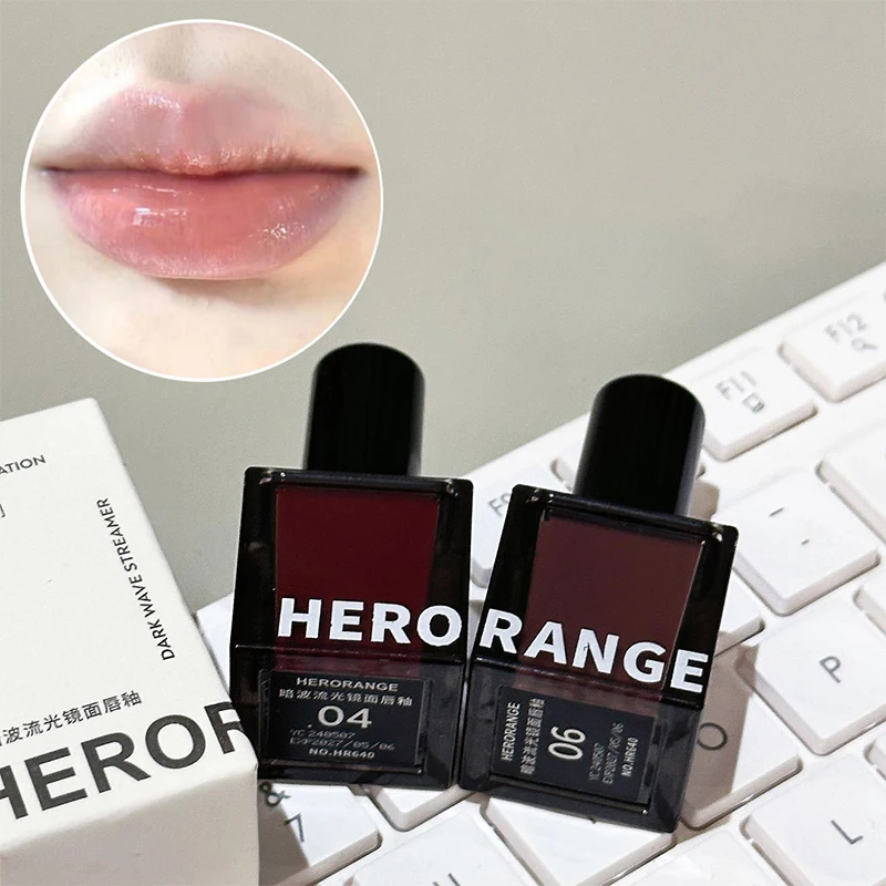 HERORANGE Glitzer-Spiegel-Lipgloss, wässriger, schimmernder, leichter Lipgloss, feuchtigkeitsspendend, langanhaltend