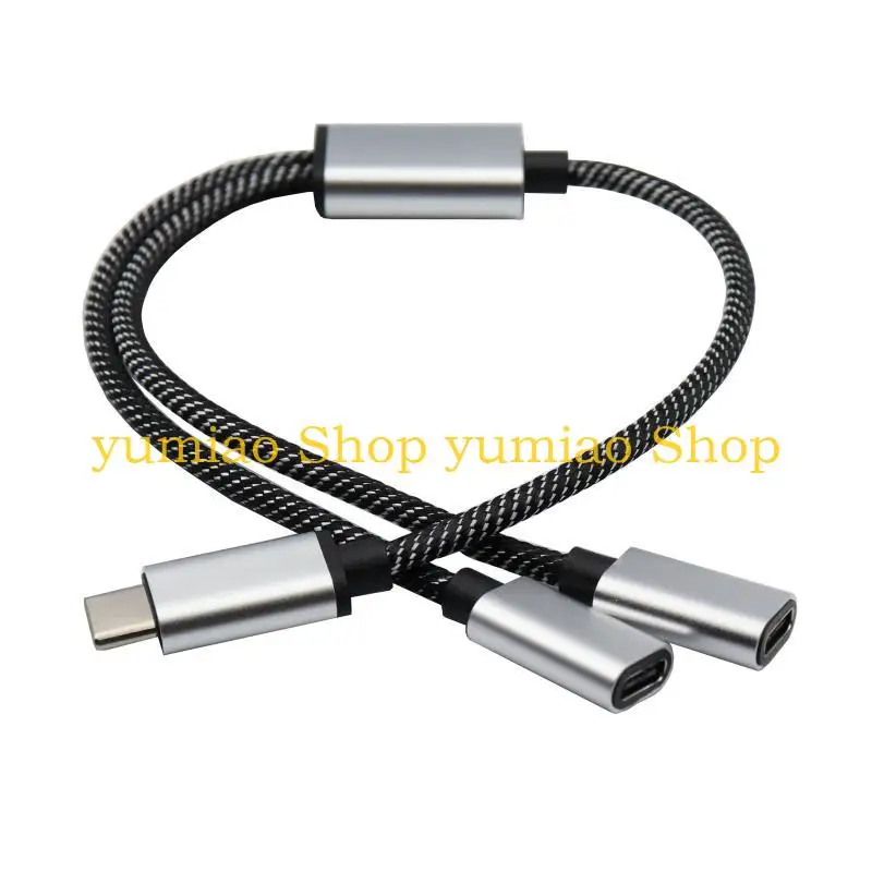 587B USB C Male to 2 USB C Female Cable Adapter Headphone Type C Adapter 480Mbps Data Transmission 30cm/11.81in
