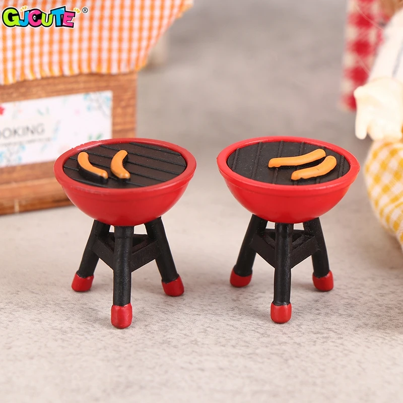 1/12 Dollhouse Simulation BBQ Rack With Grilled Sausage Dollhouse Mini Kitchen Decor Dolls House Outdoor Garden Play Toys