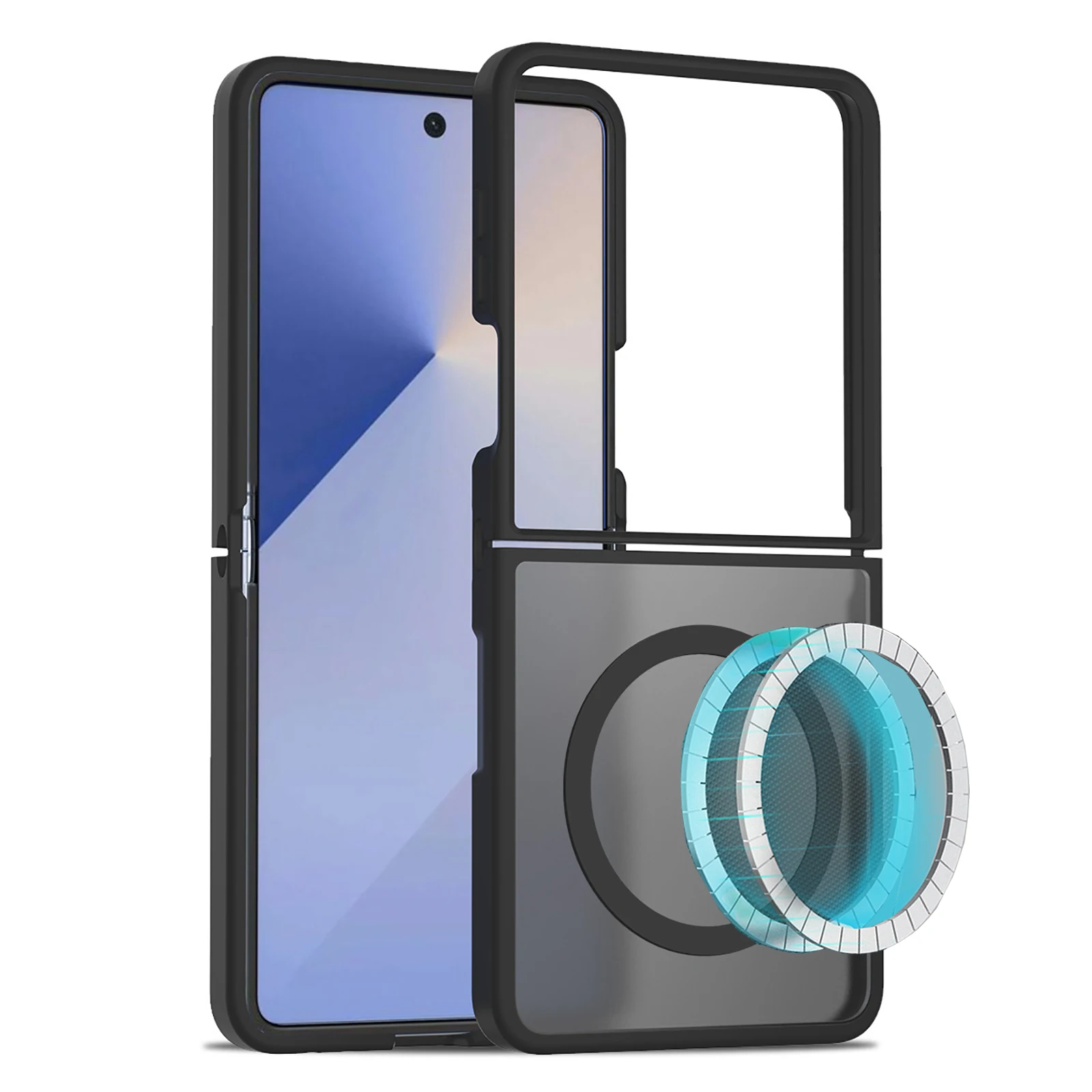 

for Samsung Galaxy Z Flip 7 Case [Magnetic Wireless Charging] Skin-Friendly Soft Frame Shockproof Anti-drop PC Hard Back Cover