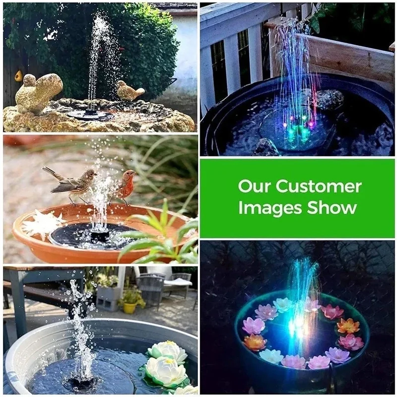 Solar Fountain Pump Energy-saving Plants Watering Kit Colorful Solar Fountain Solar Panel Bird Bath Fountain Outdoor Garden Pool