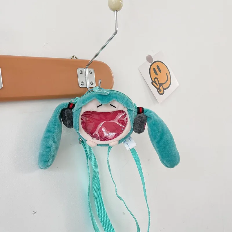 Cartoon Anime Hatsune Miku Shoulder Bag Kawaii Coin Purse Headphone Bag Plush Itabag Crossbody Bag Keychain Pendant Gift