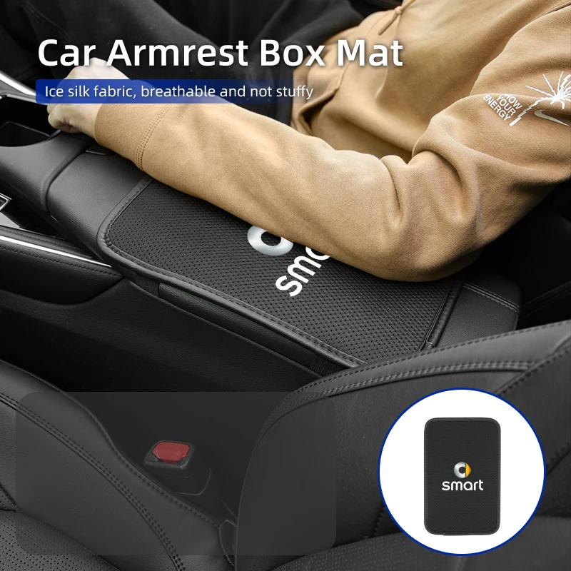 Car Armrest Box Pad Center Console Arm Rest Mat Auto Interior Accessories For Smart Fortwo 451 450 453 EQ Forfour Coupe Cabrio