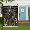 Vintage Witch Husky Dog Front Yard Backyard Vertical Garden Flags 12x18 Double Sided for Outside, Aesthetic Scary Graveyard  llz