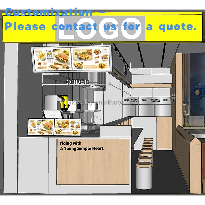 

custom.Custom Shop Professional Design Source Factory Space Fast Food Store Counter Fast Food Exhibition showcase