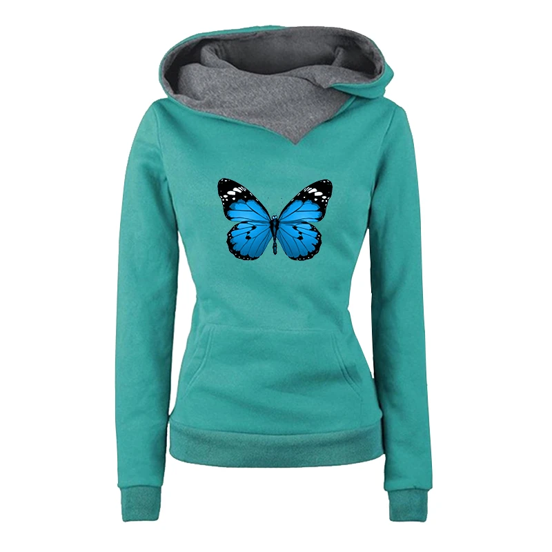 Womens Tracksuit Hot Butterfly Print Fashion Casual Top Clothing Daily Versatile Jogging High Quality Warm Hooded Sweatshirts