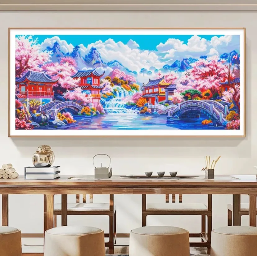 

9ct 180x75cm Beautiful Views Embroidery DIY Chinese Style Printed Kits Cross Stitch Needlework Set Home Decor Crafts