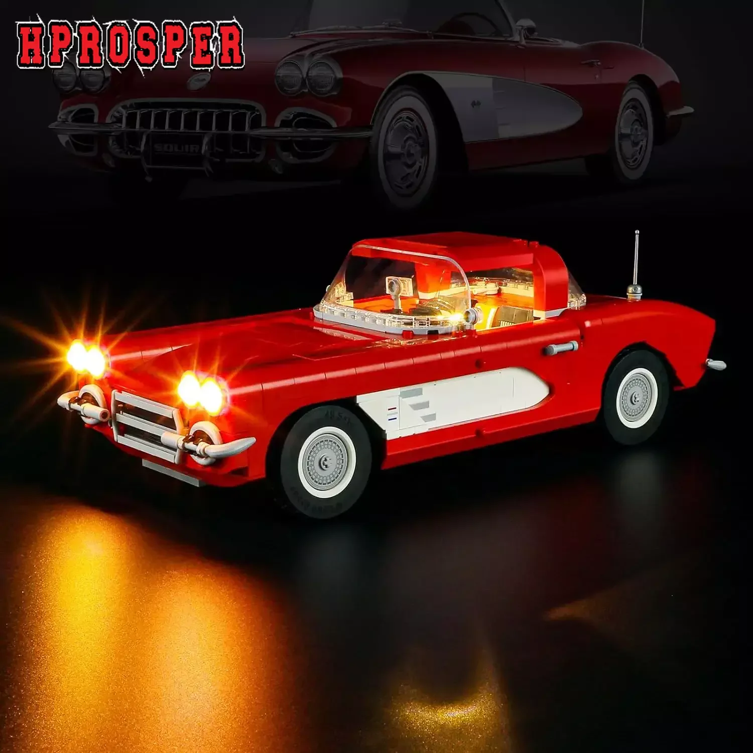 

Hprosper 5V LED Light For Icons 10321 Chevrolet Corvette 1961 Decorative Lamp With Battery Box(Not Include Lego Building Blocks)