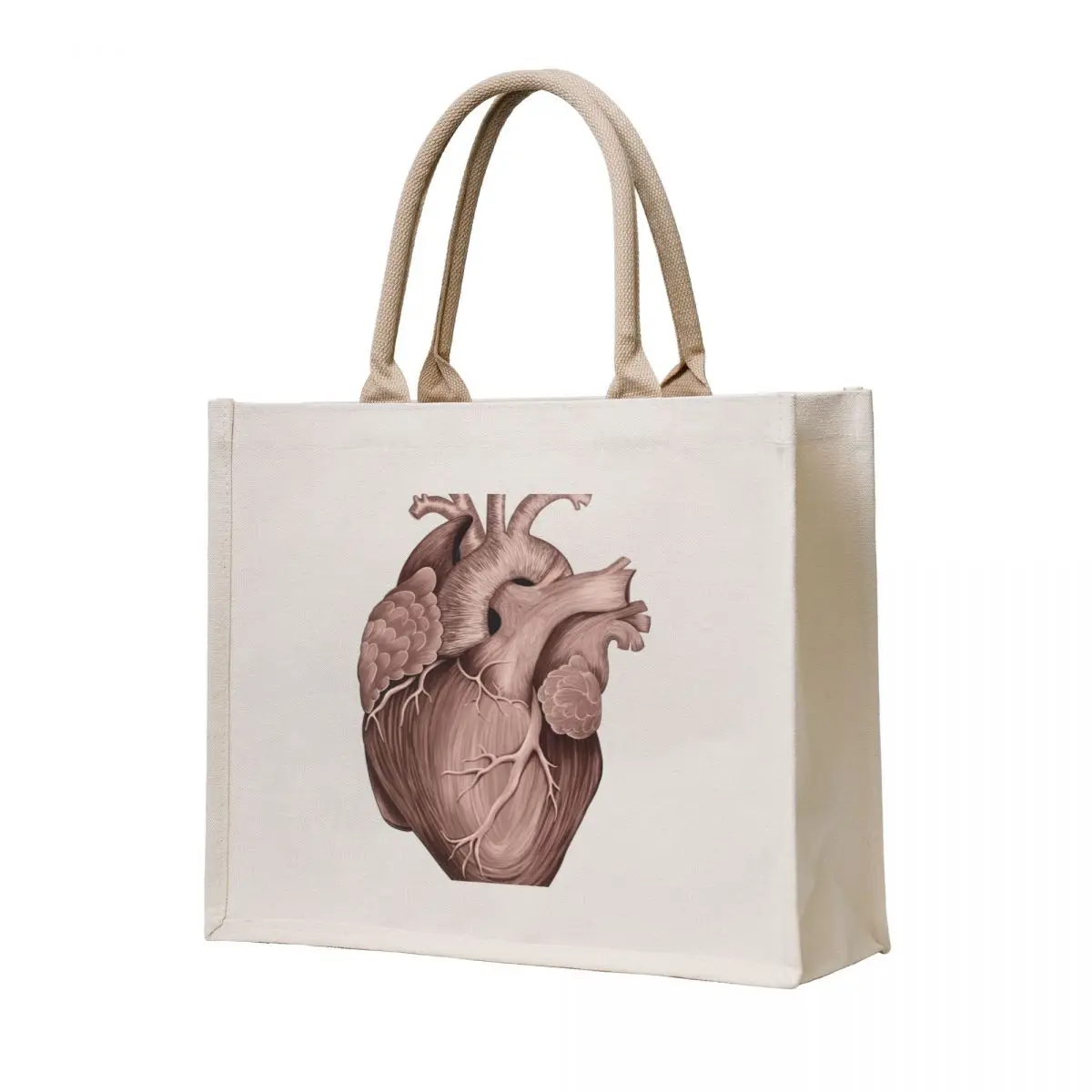 

Anatomical Human Heart - Black and Old Rose Tote Bag Lady bag canvas shopping bag Women's handbag