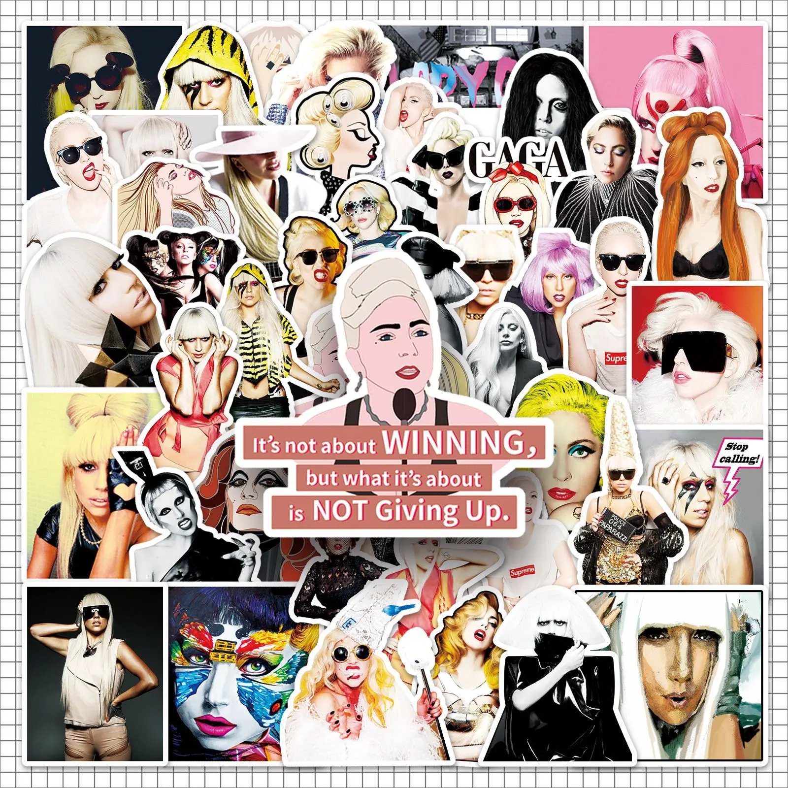 51PCS European and American singer Lady Gaga avatar stickers, waterproof decoration, phone cases, laptop stickers, gift