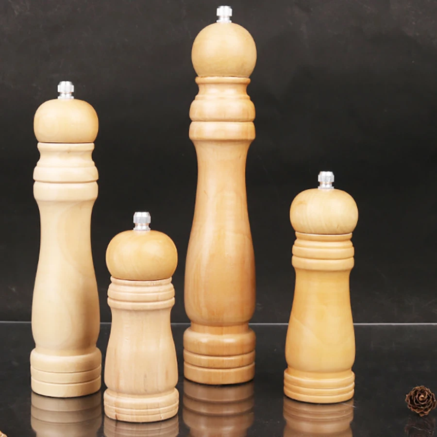 Wood Salt and Pepper Grinder Set, Salt Mill Pepper Grinder Set, Pepper Mill, Salt Shakers with Adjustable Ceramic Rotor