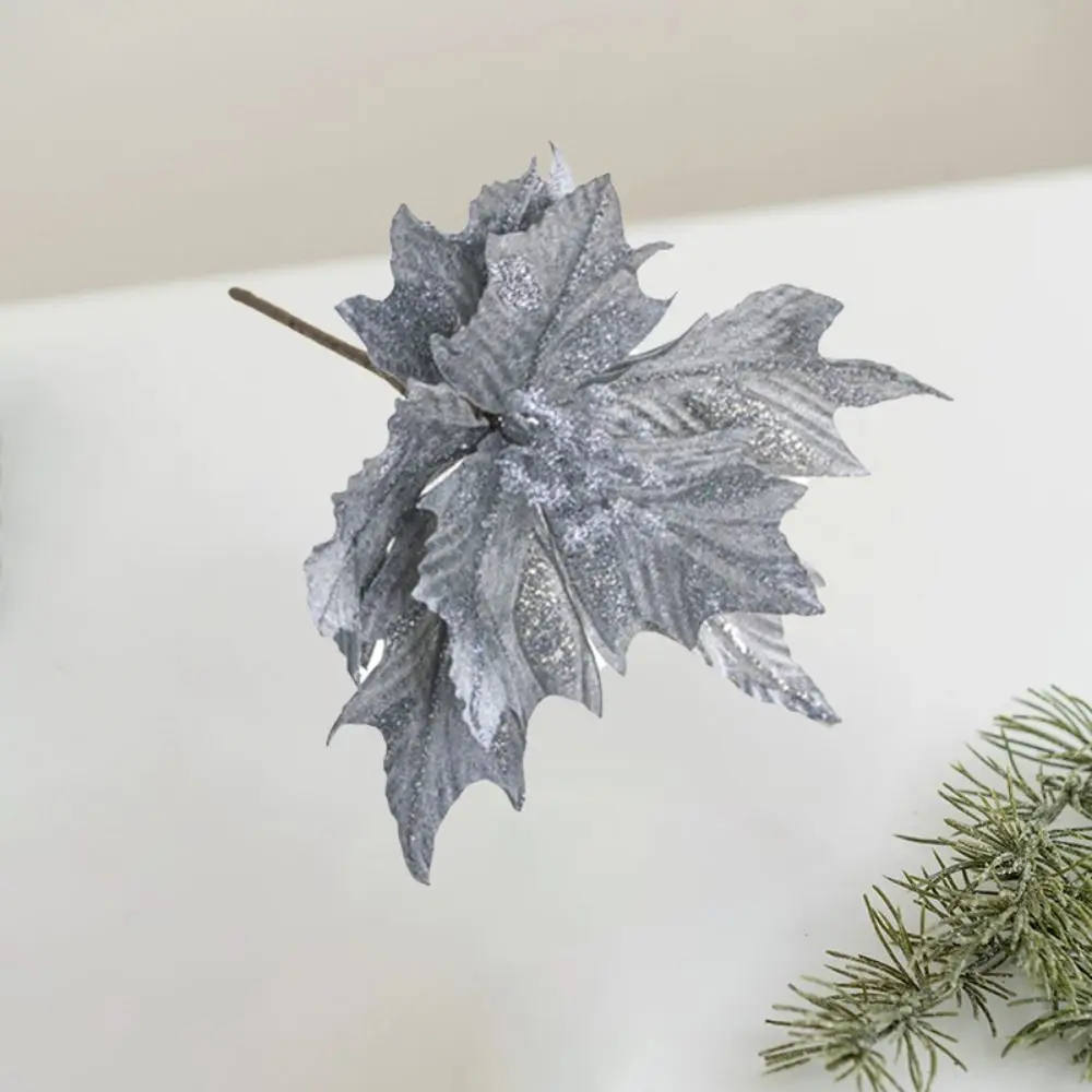 Creative DIY Artificial Xmas Flower Lightweight No Fading Simulation Sparkling Floral Handmade Fake Christmas Flower Home Decor