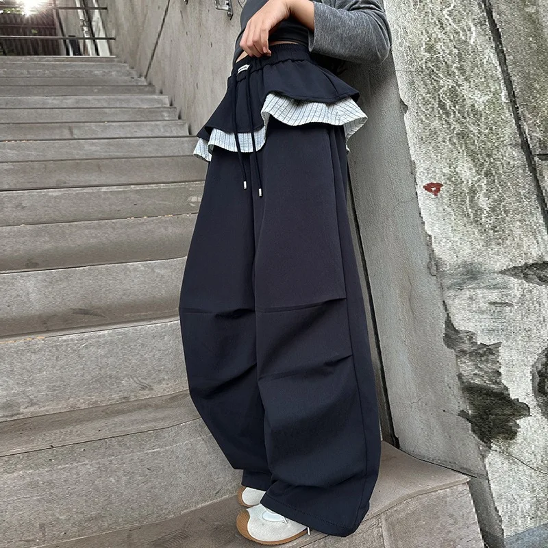 Gerade Hosen für Kinder und Mädchen von UNITIM, 4–14 Jahre, Patchwork-Hosen für Kinder und Mädchen, lockere, lässige Hosen für junge Teenager, Mädchen mit weitem Bein – Detail 8