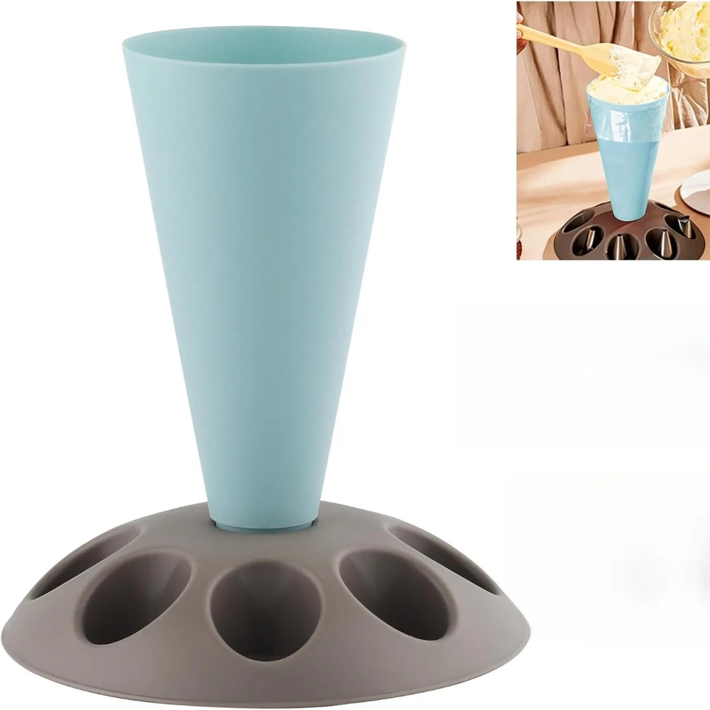 Spritzbeutelhalter mit 8 Fächern für Düsen, Wiederverwendbarer Füllbeutelständer für Kuchen-Dekoration und Backzubehör