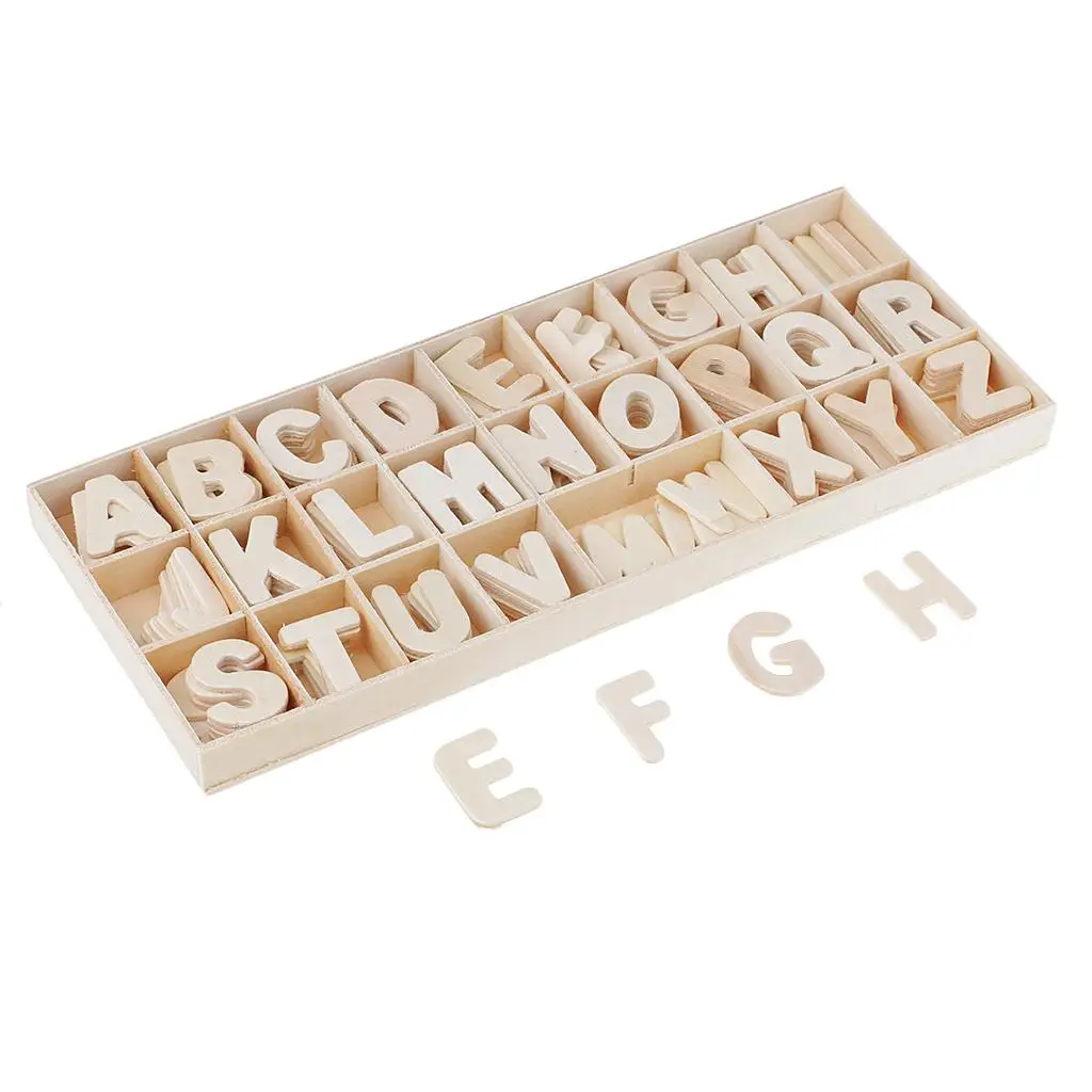 156 pezzi lettere In legno artigianale colori naturali alfabeto In legno per decorazione Scrapbooking Flatback giocattoli per l\'apprendimento dei