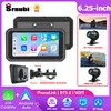 Srnubi 6.25インチ Moto DVR GPS オートバイナビゲーター 4K フロント +1080P リアカム ワイヤレス CarPlay Android オートタッチスクリーンバイク 1