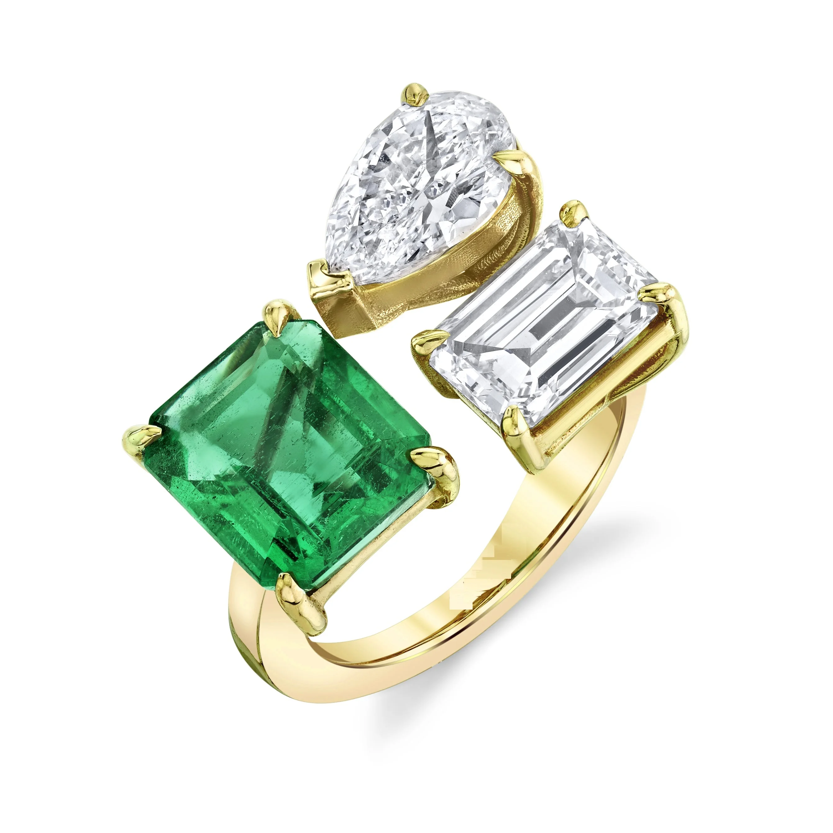 Geometric Square Rectangle Tear Drop Colorful CZ Ring Open Adjusted Multi Colors Women Finger Jewelry
