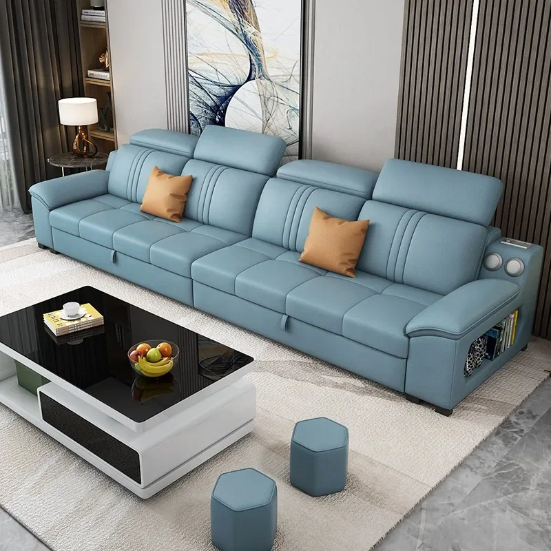 Modern Leather Sofa Designer Luxury Modern Hidden Relax Bed Sofa Multifunctional Armrest Replica Nordic Muebles Unique Furniture