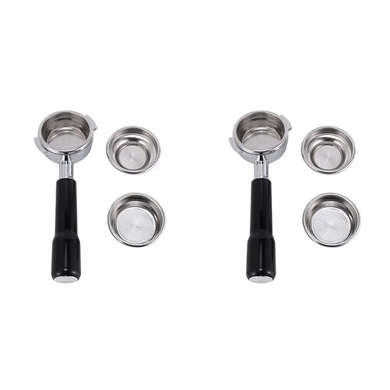 

AT13 2 шт. 58 мм бездонная профессиональная кофемашина для эспрессо из нержавеющей стали с корзиной для фильтра с одной и двойной чашкой