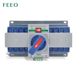 FEEO 4P 230V Interruttore di Trasferimento Automatico Mini Fotovoltaico ATS Din Rail Doppia Alimentazione Solare Installazione Elettrica Automazione Domestica