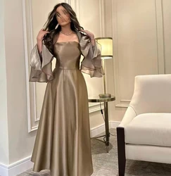 Fashionvane Customized Strapless Prom Dresses for Saudi Arabia Women Long Sleeves Jackets Wedding Guest  Party Evening Banquet