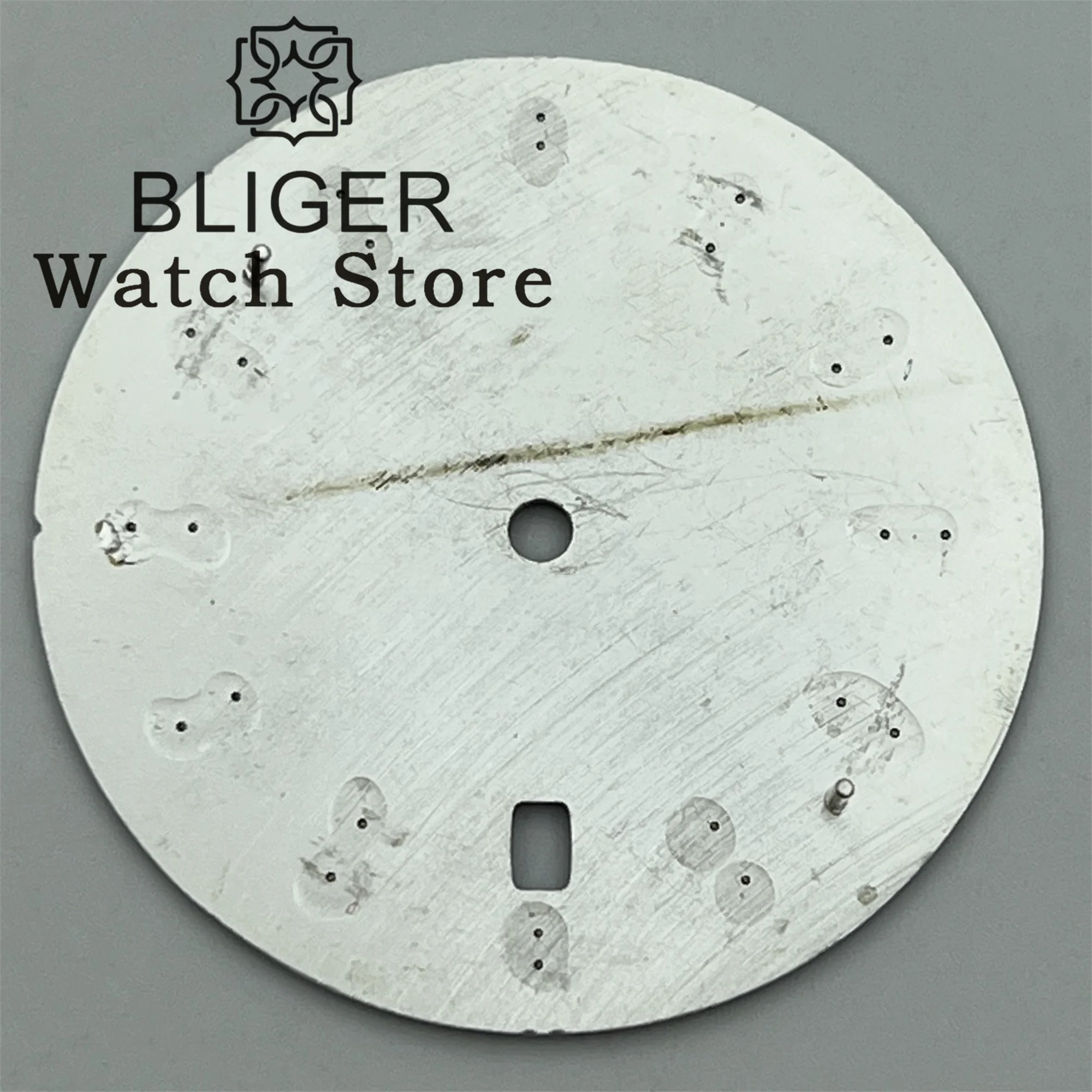 BLIGER 33mm NH35 6 o \'clock Date Dial Black Blue Green Dial C3 Green Luminous For NH35 NH36 movement