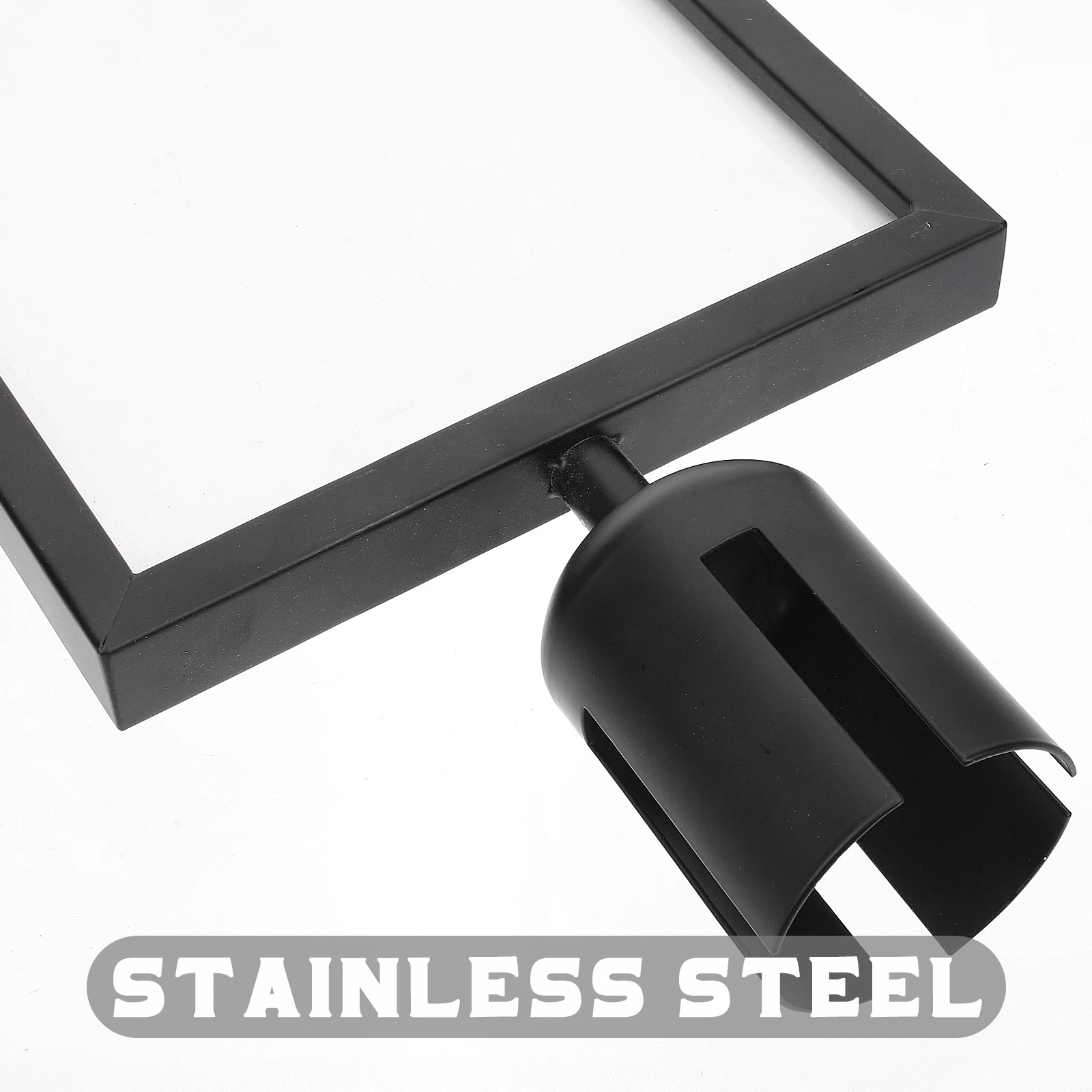 Isolation Column Card Insert Stanchion Sign Holder A4 Black Vertical Stainless Steel Crowd Control QueueBarrier PosterDisplay