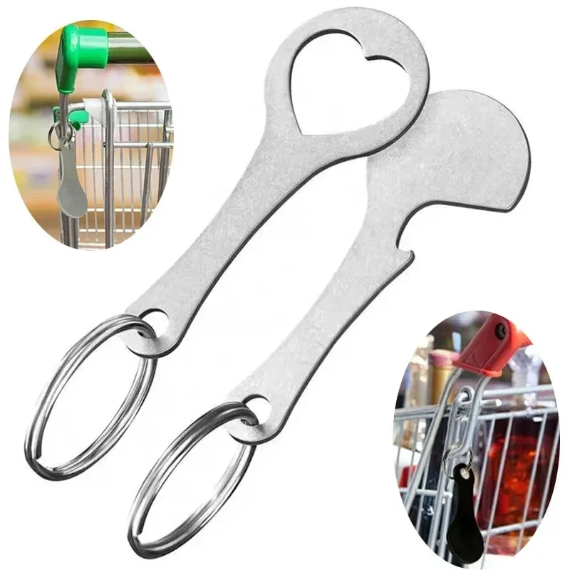 1-3pcs Creative Dual Purpose Shopping Cart Token Keychains